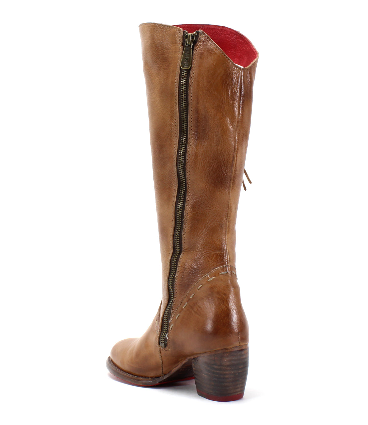 A women's tan Charis tall boot with tassels by Bed Stu.