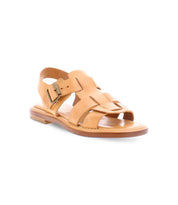 A Italian made sandal is natural color with fisherman style