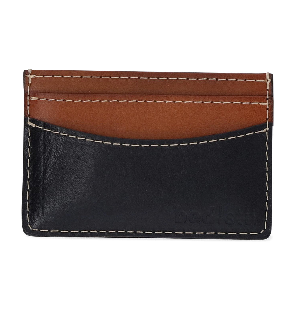 A black and tan leather Bed Stu card holder named Chuck.