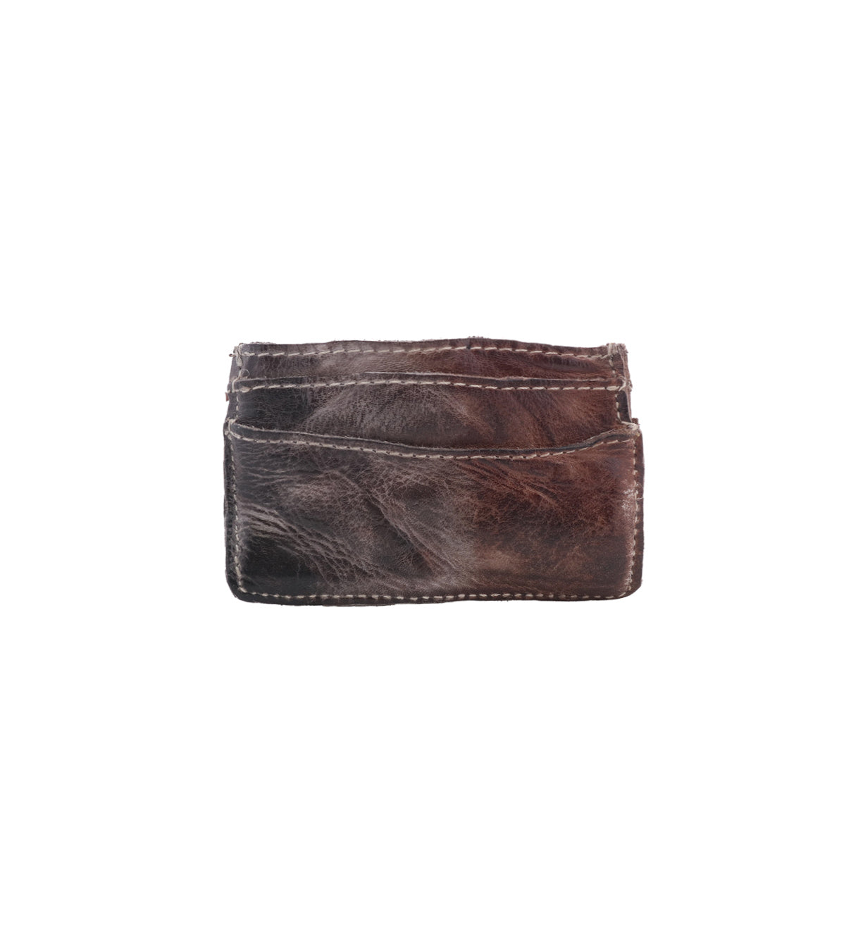 A Chuck Bed Stu brown leather wallet on a white background.