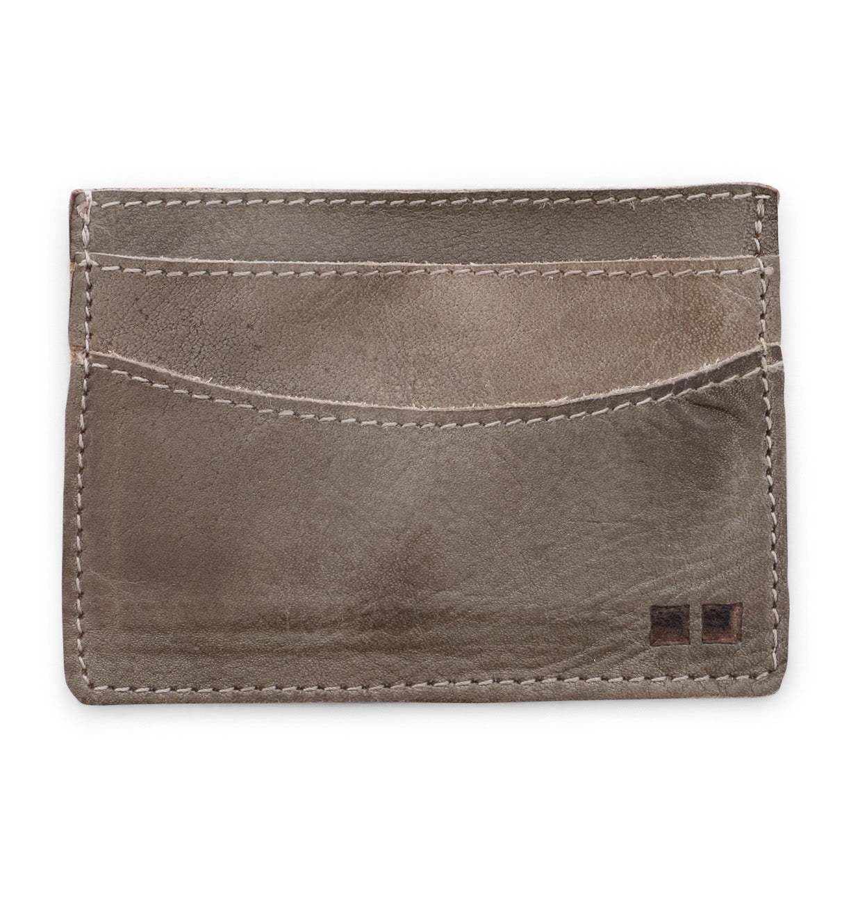 A brown leather Chuck card holder by Bed Stu on a white background.