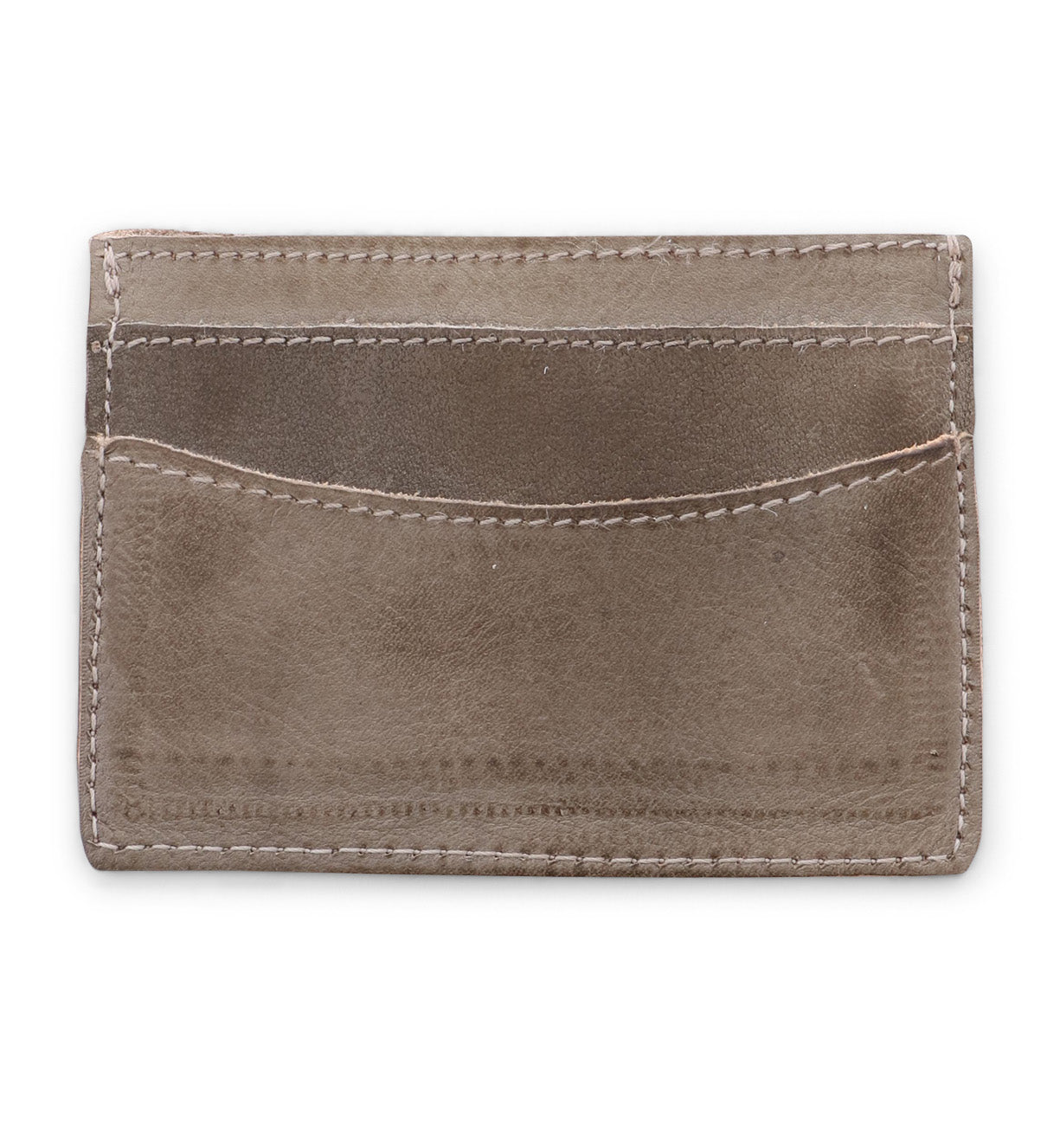 A Chuck brown leather card holder by Bed Stu on a white background.