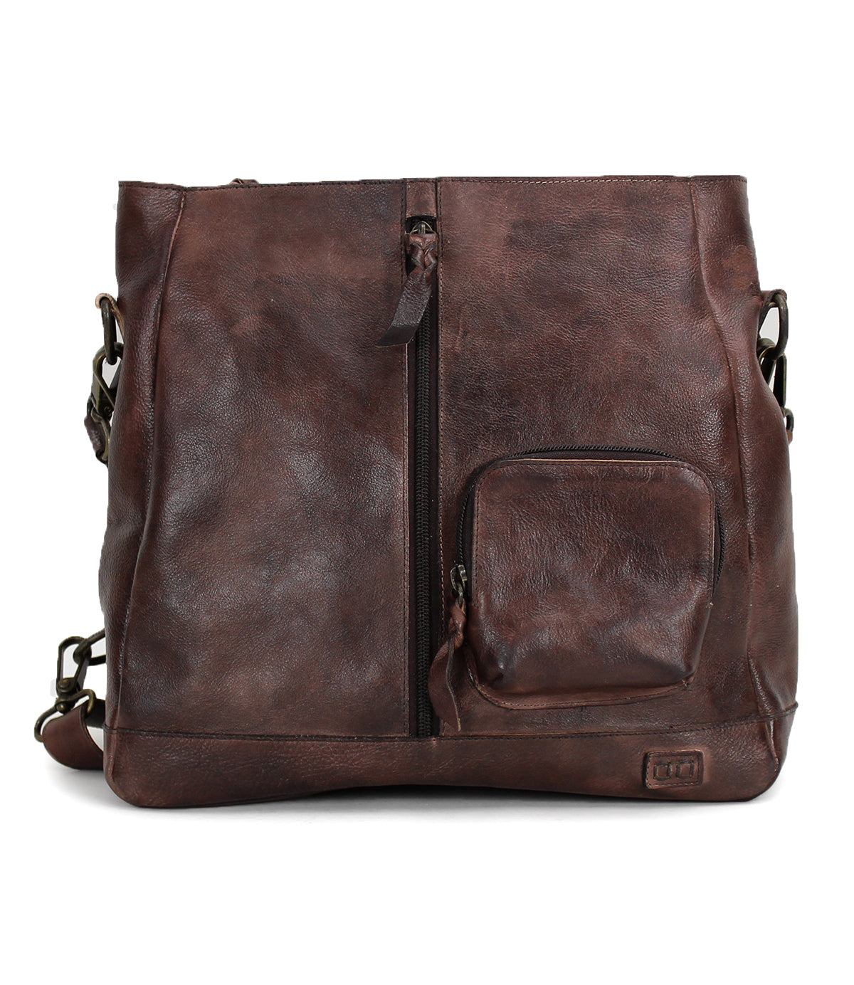 A Cirdan by Bed Stu brown leather bag with a zippered compartment.