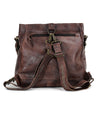 A brown leather Cirdan backpack with straps and buckles by Bed Stu.