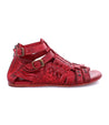A pair of red Claire III sandals with braided straps by Bed Stu.