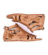 A pair of Bed Stu tan sandals with braided straps named Claire III.