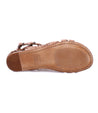 A women's tan leather sandal with a buckle called the Claire III by Bed Stu.
