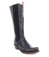 A Clarisse, Bed Stu women's black boot with a zipper on the side.