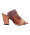 A women's brown Clavel mule with a wooden heel from the Bed Stu brand.