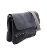 A black leather Cleo crossbody bag with a strap by Bed Stu.