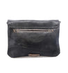 A Cleo clutch bag in black leather with a zipper by Bed Stu.