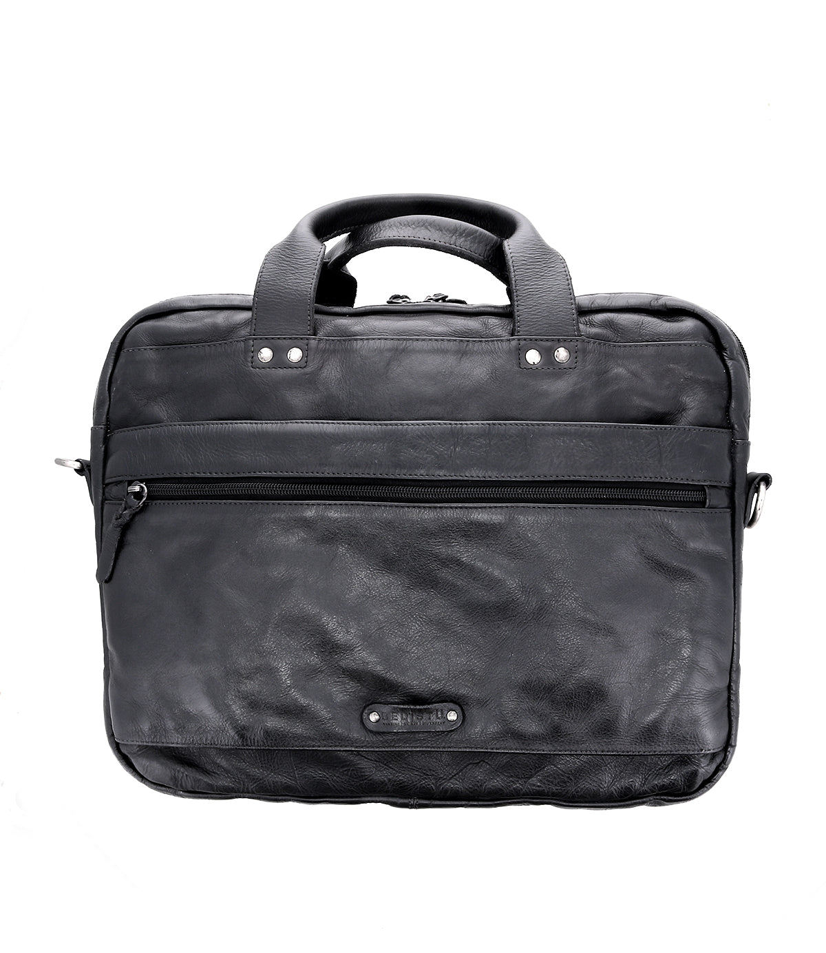 A Bed Stu Conclusion laptop briefcase made of vegetable-tanned leather on a white background.