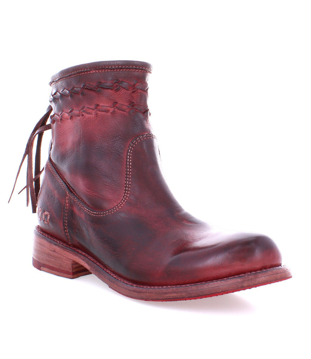 A women's red leather Craven ankle boot by Bed Stu.