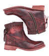 A pair of Bed Stu Craven women's red leather boots.