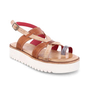 A Bed Stu Crawler women's sandal with two straps and a white sole.