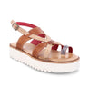 A Bed Stu Crawler women's sandal with two straps and a white sole.