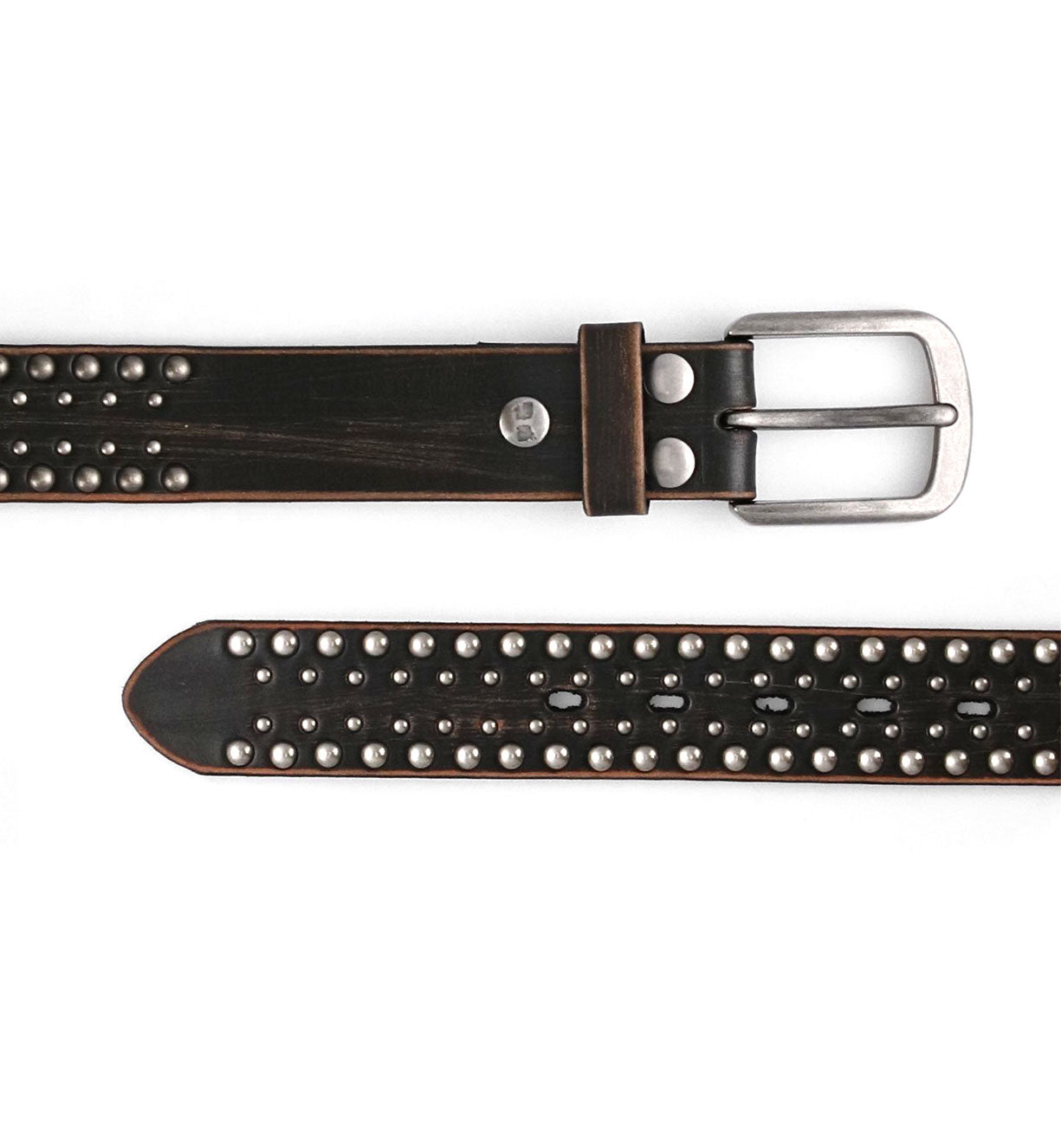 Introducing the Cristal belt by Bed|Stü—a sleek unisex accessory crafted from genuine black leather and adorned with striking silver studs. Featuring a polished silver buckle, this bold yet versatile design is beautifully showcased from both the buckle end and the pointed tip.