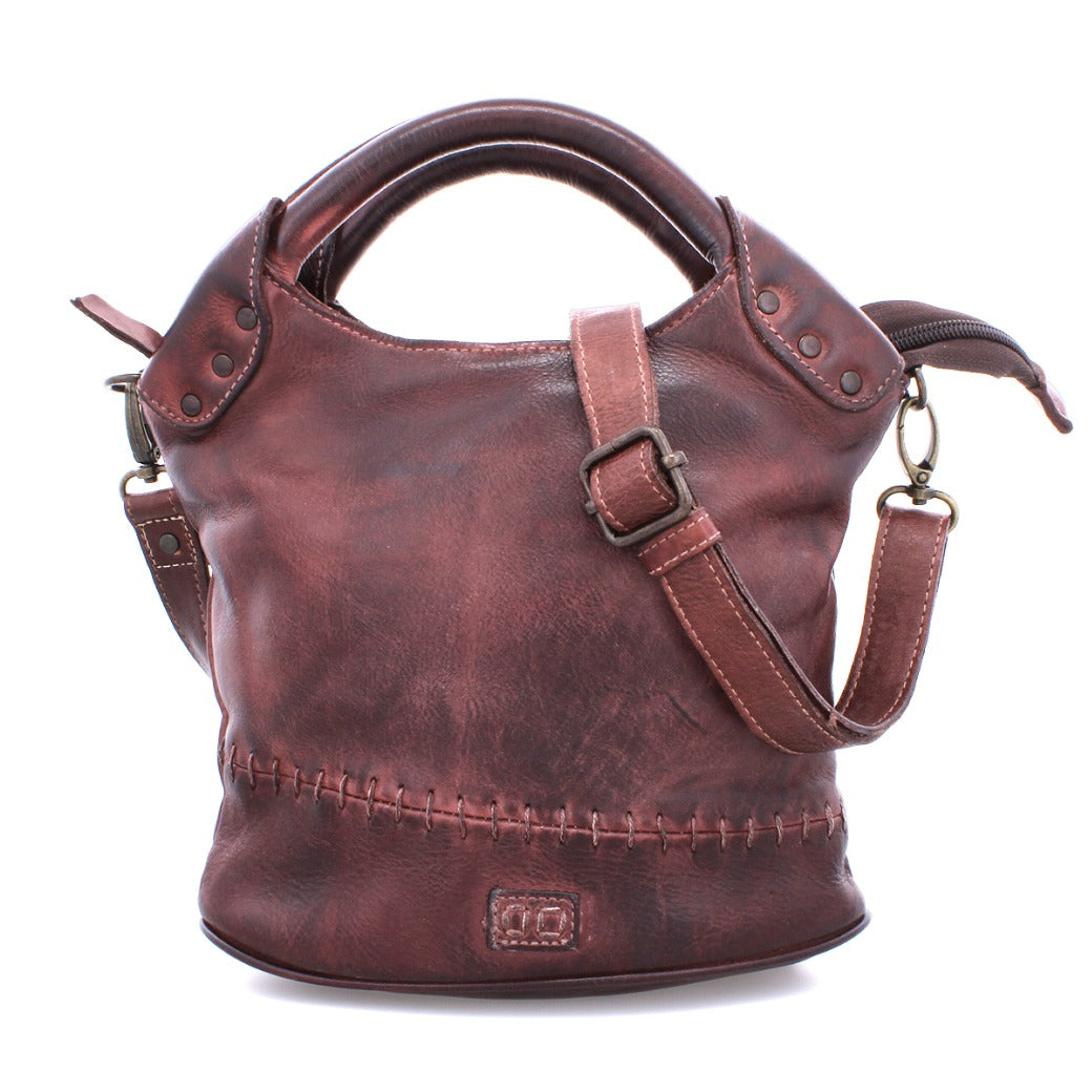 A brown leather Delilah handbag with a shoulder strap by Bed Stu.