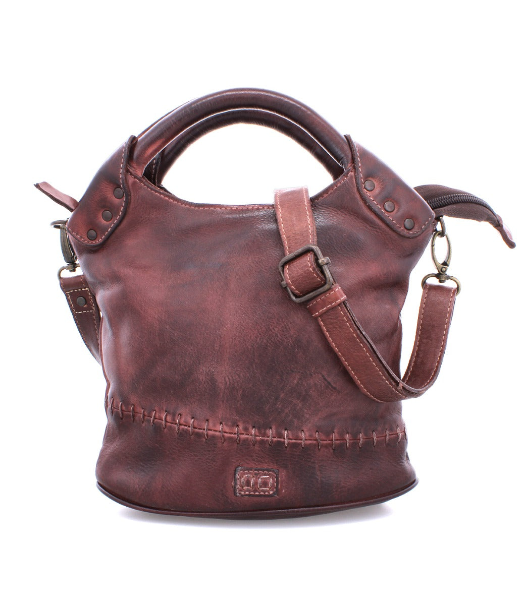 A brown leather Delilah handbag with a shoulder strap by Bed Stu.