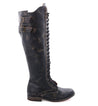 A women's black leather Della boot with buckles and laces from the brand Bed Stu.