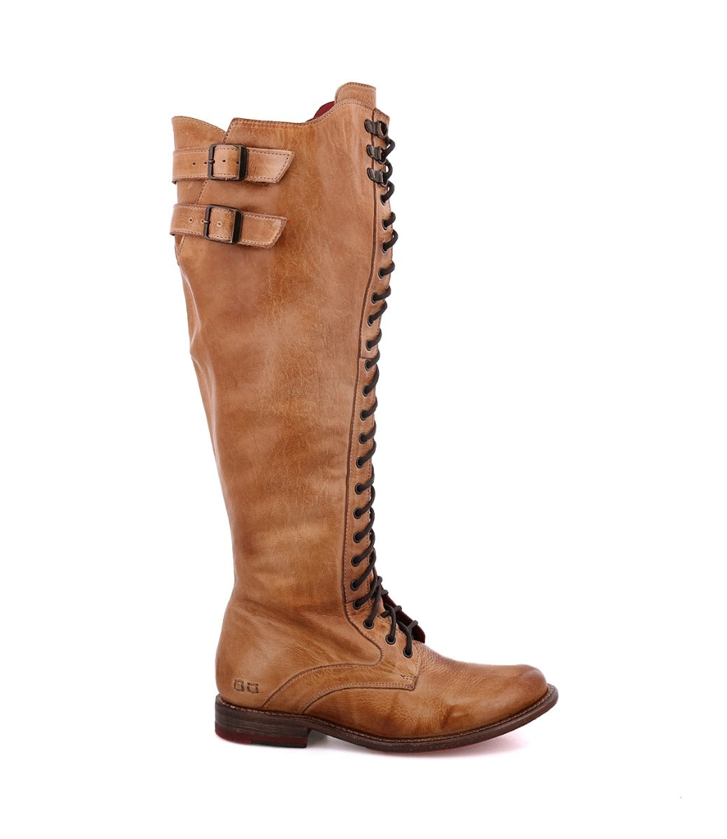 A women's Della leather boot with buckles and laces by Bed Stu.