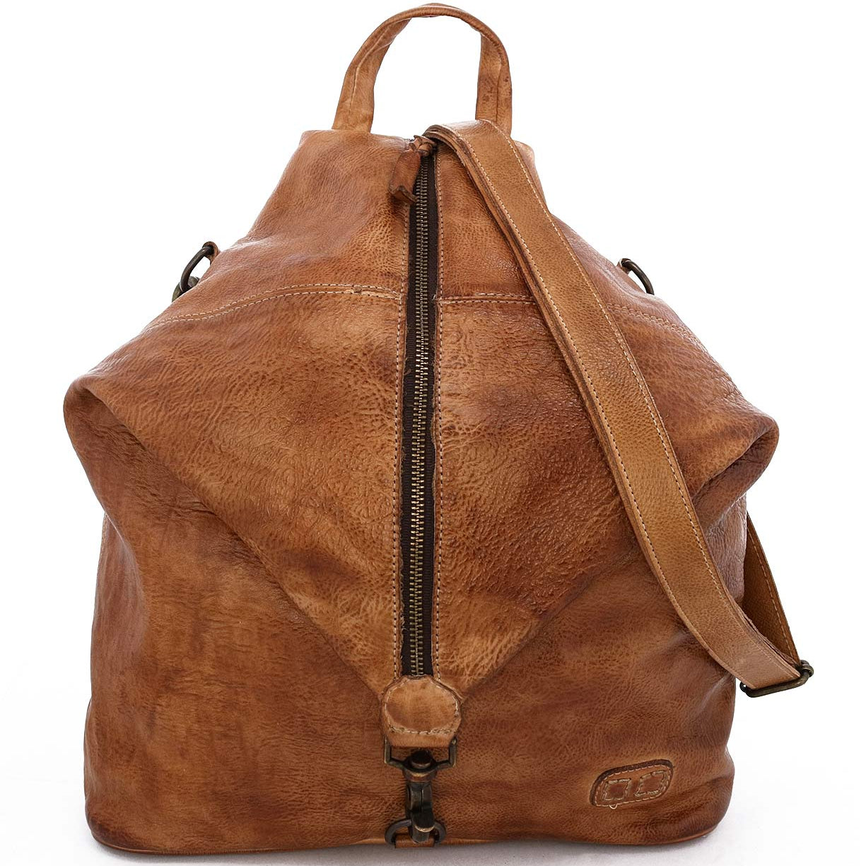 A Delta leather backpack with zippers by Bed Stu.