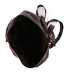A Delta brown leather backpack on a white background from Bed Stu.