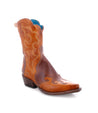 A women's western-style tan leather Deuce boot with blue accents from Bed Stu.