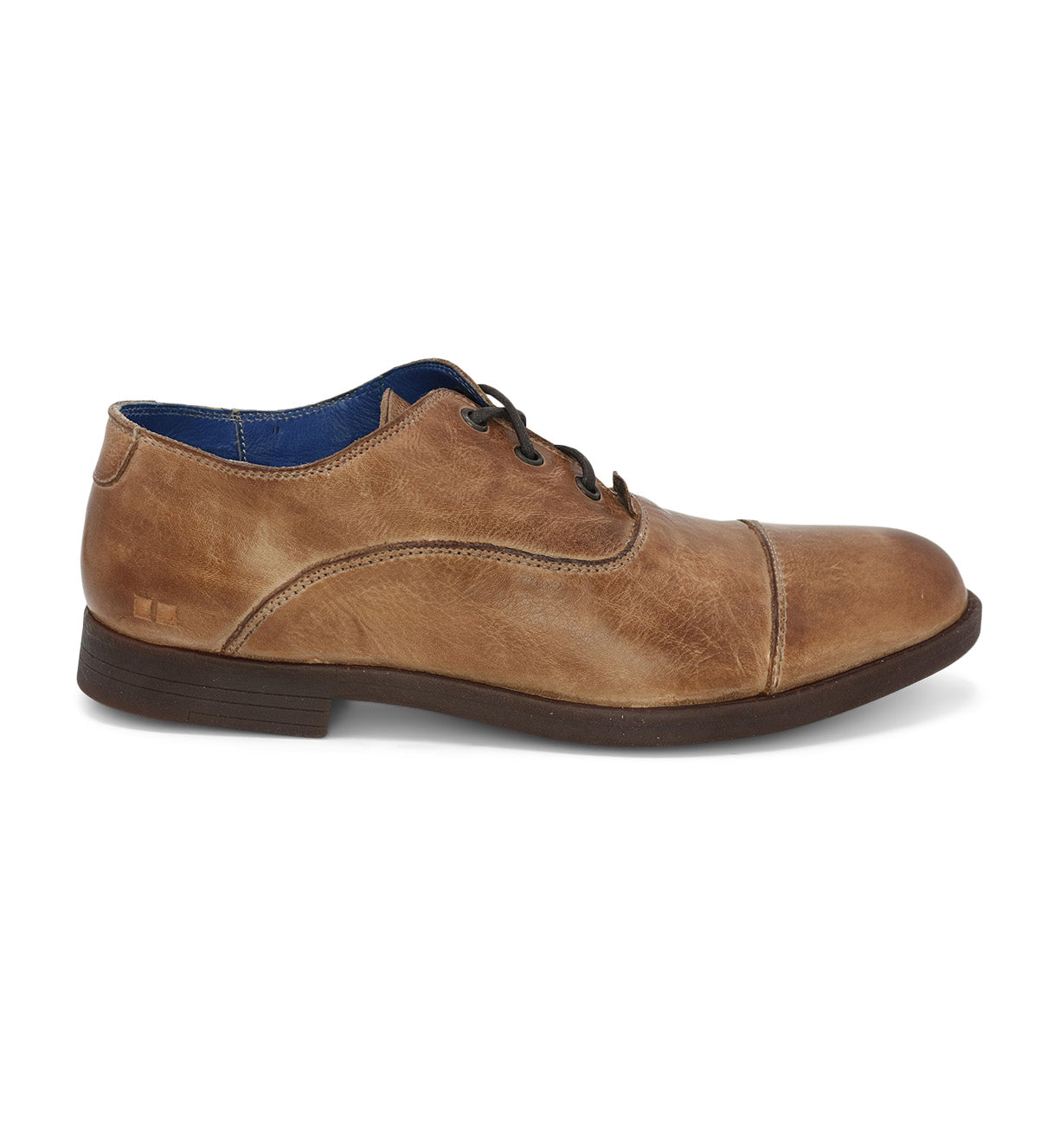 A men's tan leather Donatello oxford shoe by Bed Stu.