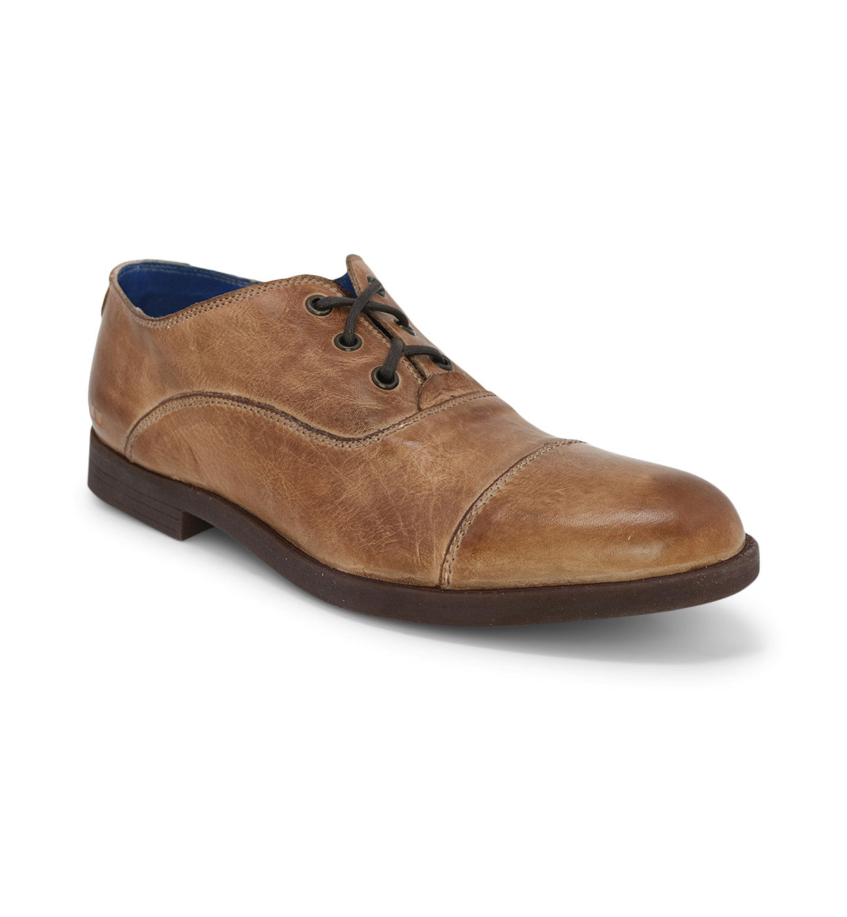 A men's tan leather Donatello oxford shoe by Bed Stu.