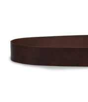 A close-up of the Bed Stu Dreampath belt, featuring genuine leather and a modern octagon buckle, displayed on a white background.