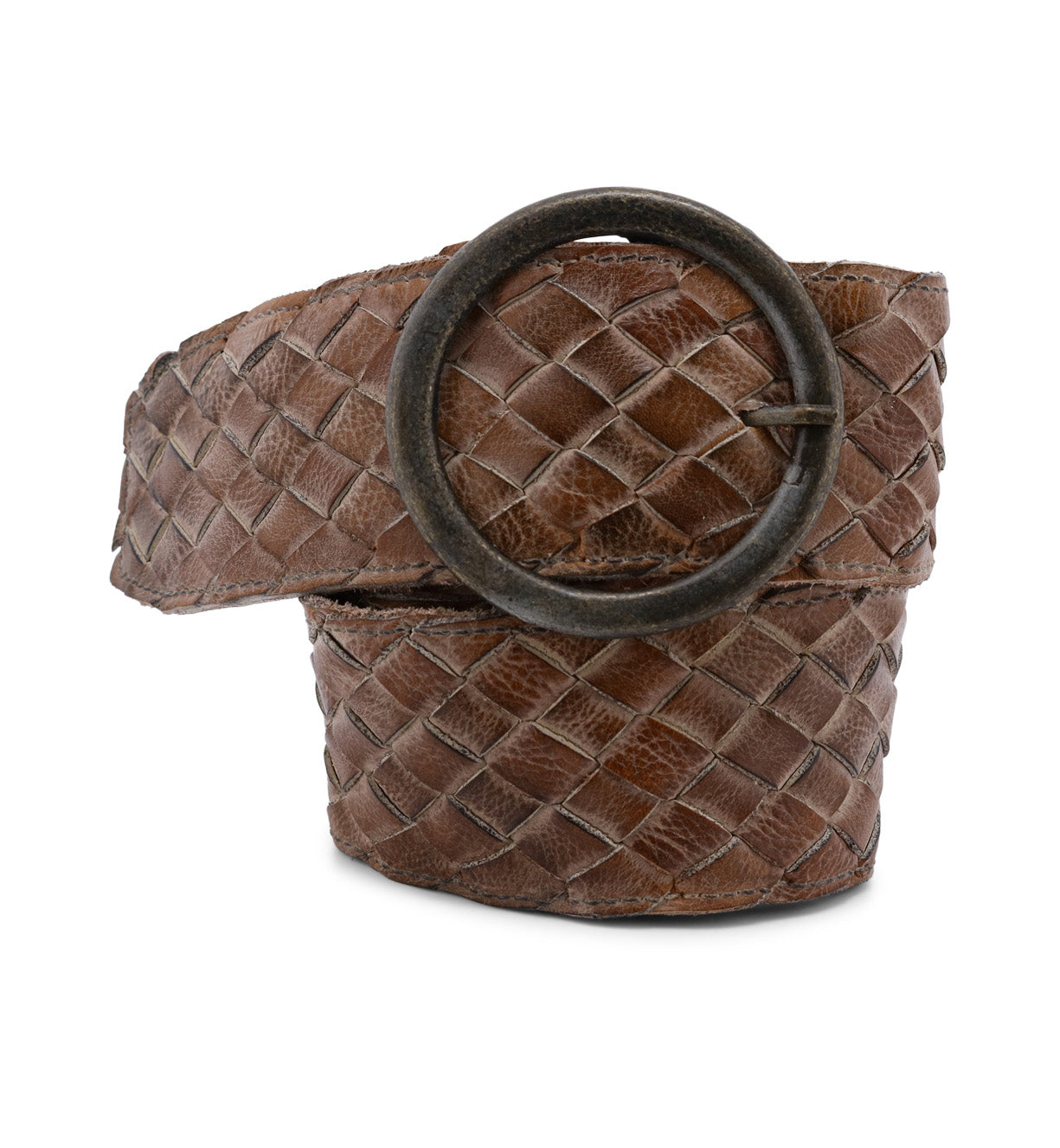 A Dreamweaver brown leather belt with a metal buckle by Bed Stu.