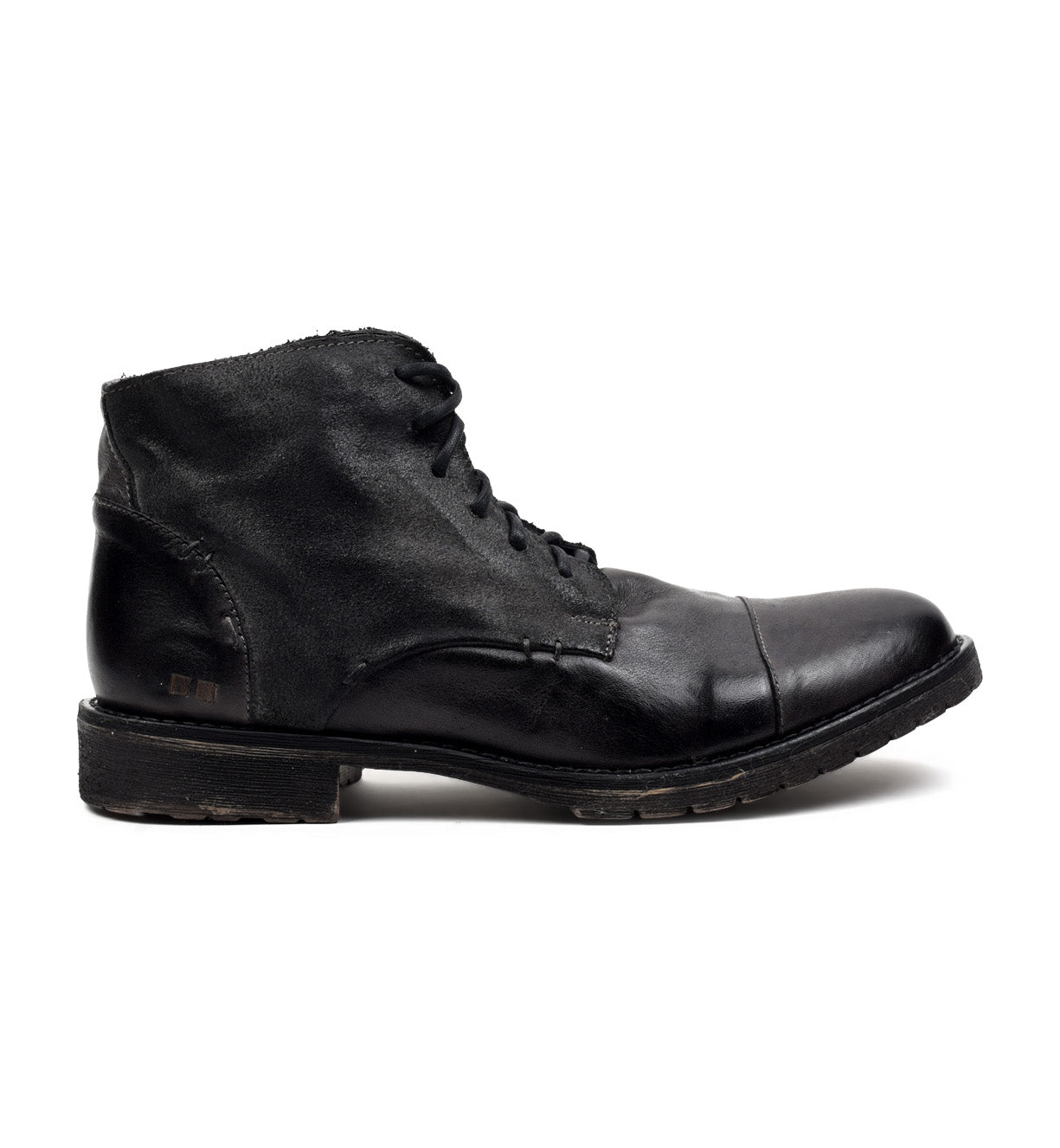 Men's black leather lace up Bed Stu boots.