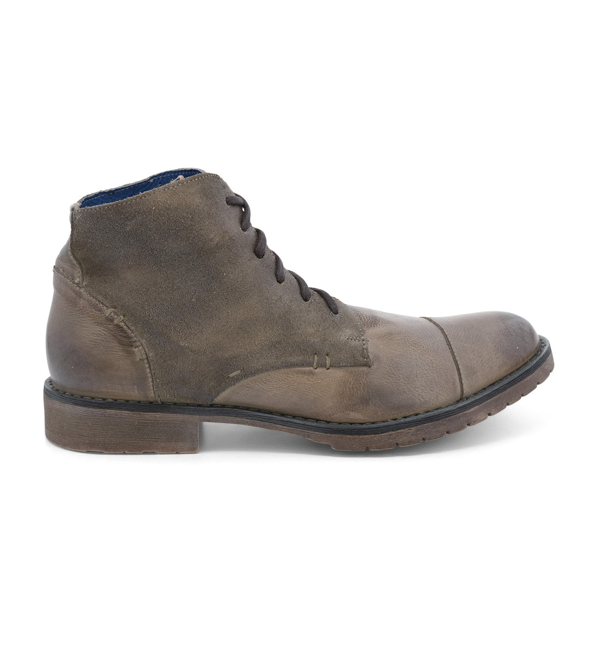 Men's brown leather lace up Bed Stu Dreck boots.