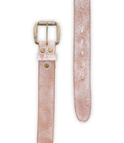 The Drifter by Bed Stu is a light brown leather belt featuring a metallic buckle and multiple punch holes for adjustment, making it the perfect weekend accessory.