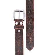 A brown leather Drifter belt by Bed Stu on a white background.