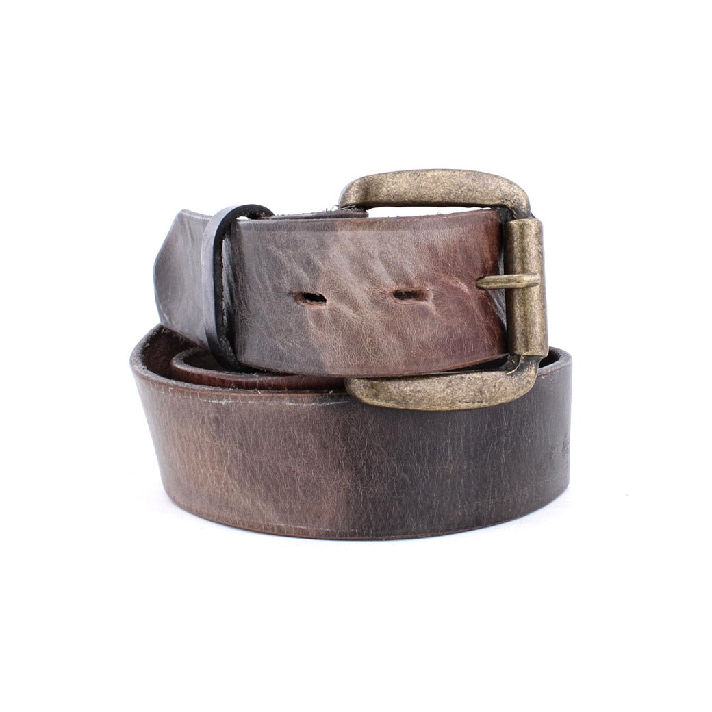 A Drifter brown leather belt with a brass buckle from Bed Stu.