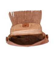 A Eastend tan leather purse with fringes by Bed Stu.