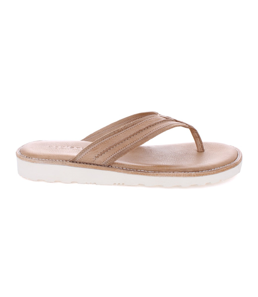 The Bed Stu Elias Light women's tan leather flip flop sandals.