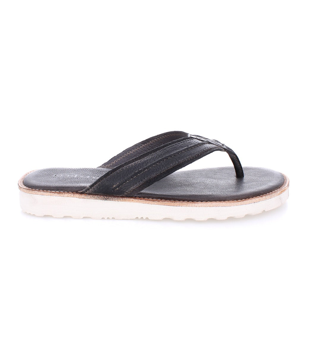 Elias Light Men's black leather flip flops by Bed Stu.