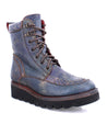 A pair of blue leather Elisha II boots by Bed Stu with lace ups.
