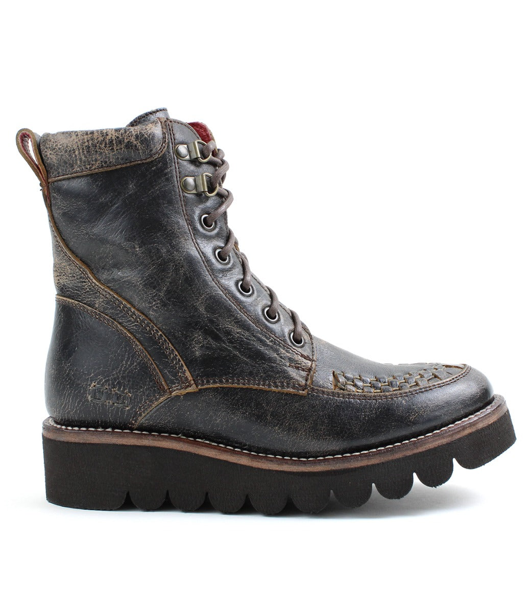 A women's black leather Elisha II boot with lace ups by Bed Stu.