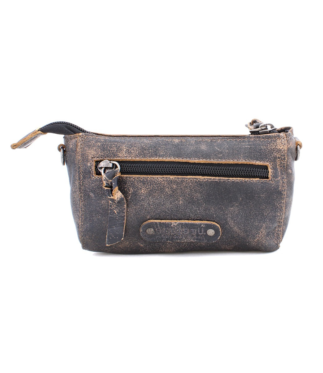 A small brown leather Encase purse with a zipper, by Bed Stu.