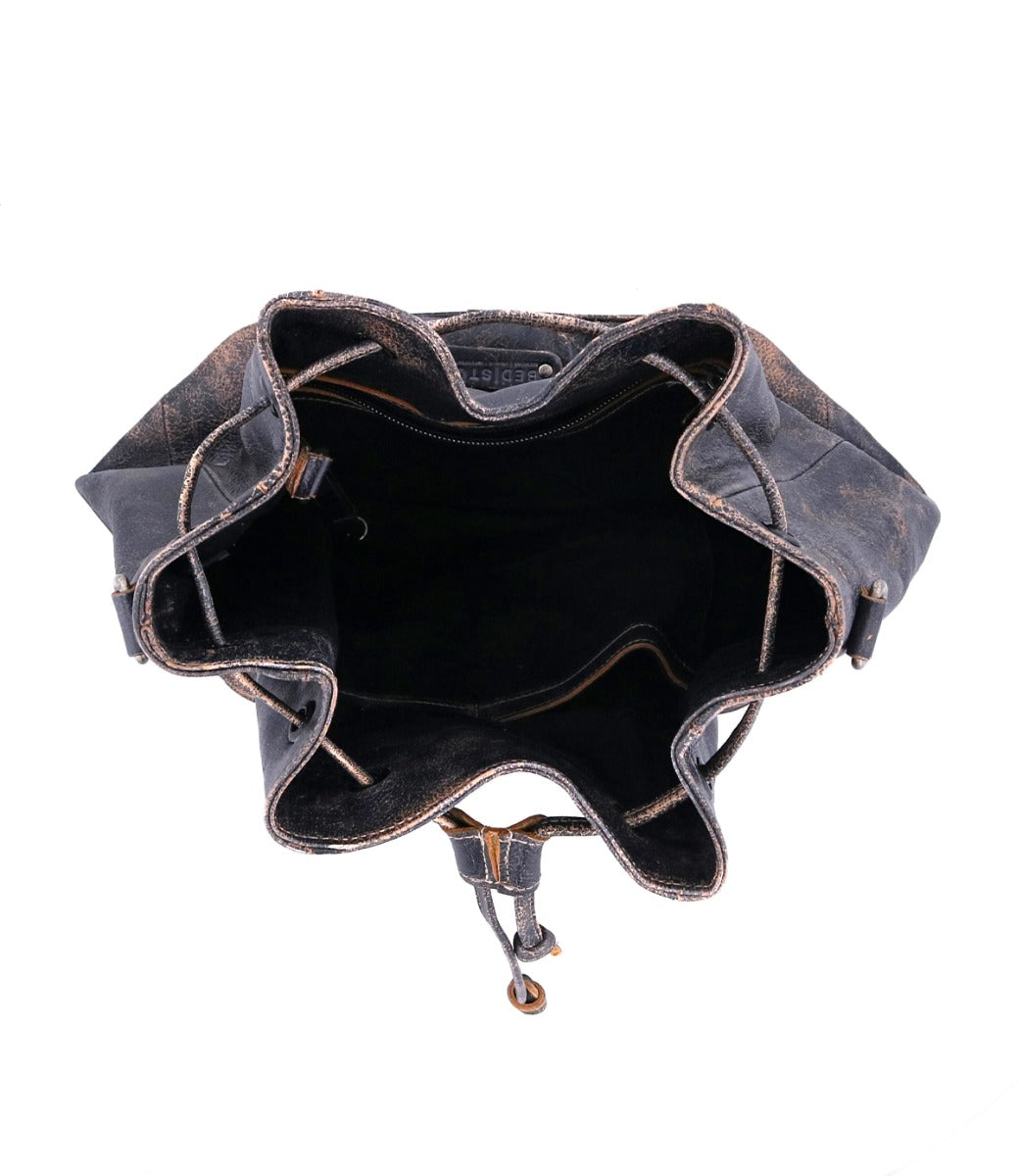 The inside of a Eve by Bed Stu black leather bag.