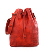 An Eve by Bed Stu red leather bucket bag with a shoulder strap.