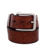 A brown leather Everton belt with a silver buckle from Bed Stu.