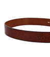 An Everton brown leather belt with a floral pattern from Bed Stu.
