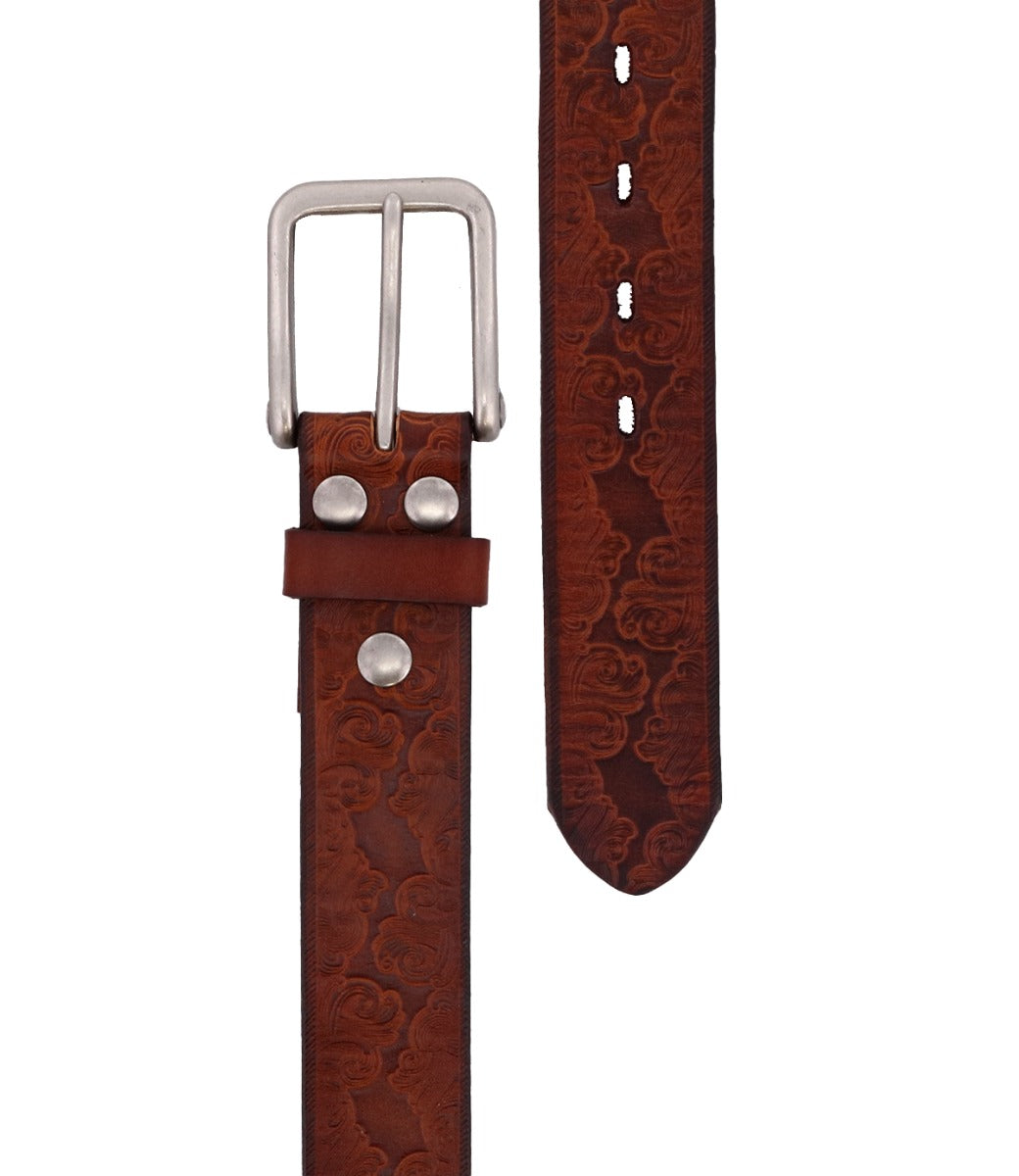 An Everton brown leather belt with a silver buckle by Bed Stu.