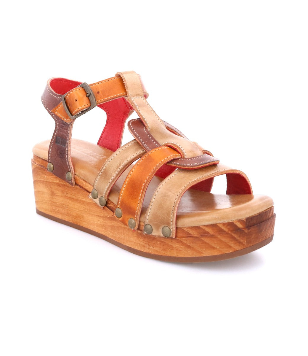 A women's Fabiola sandal with a wooden platform and straps by Bed Stu.