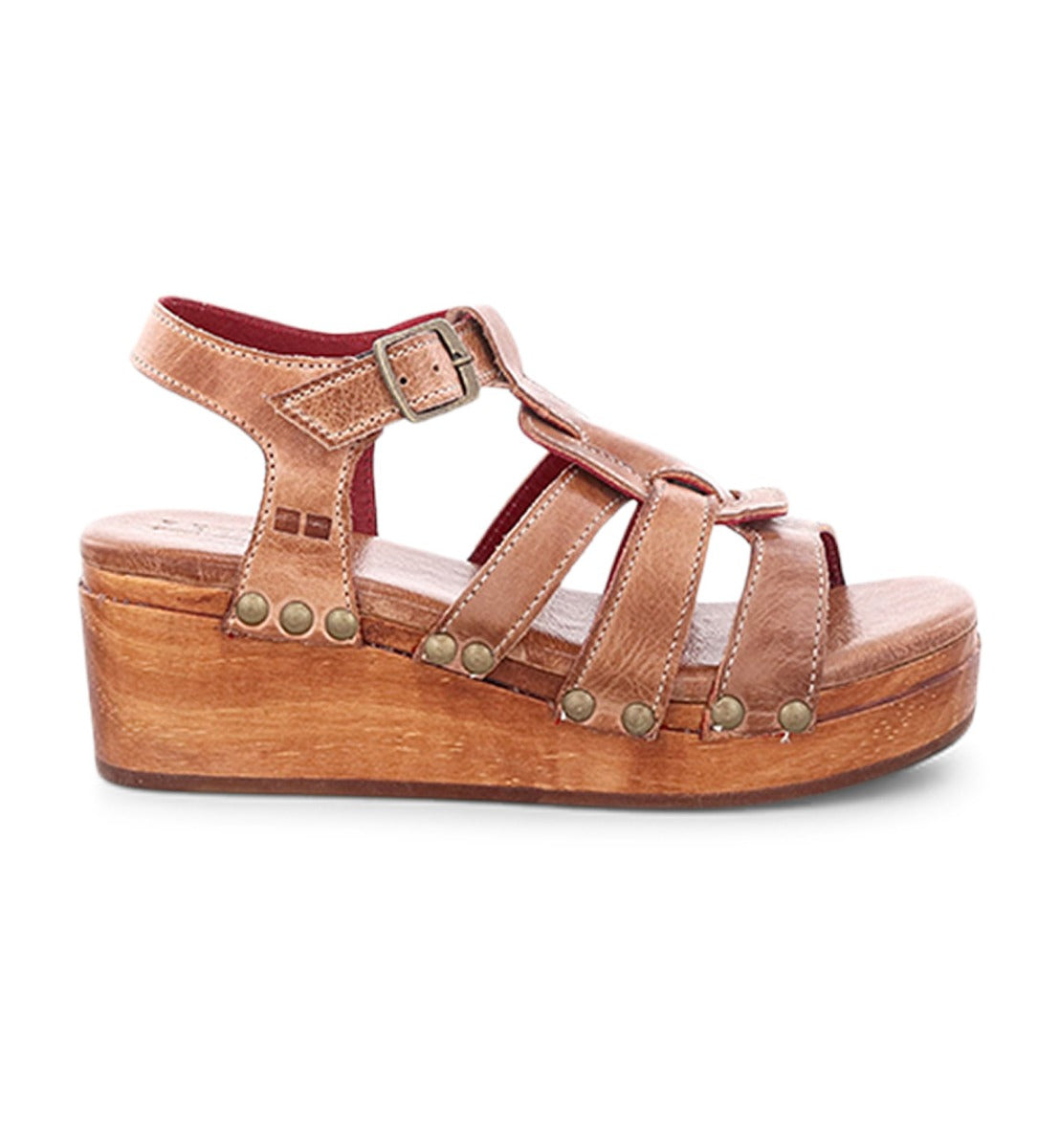 BED|STU Women's FABIOLA Buckle Ankle Strap Wooden Wedge Sandal - Picture 2 of 16